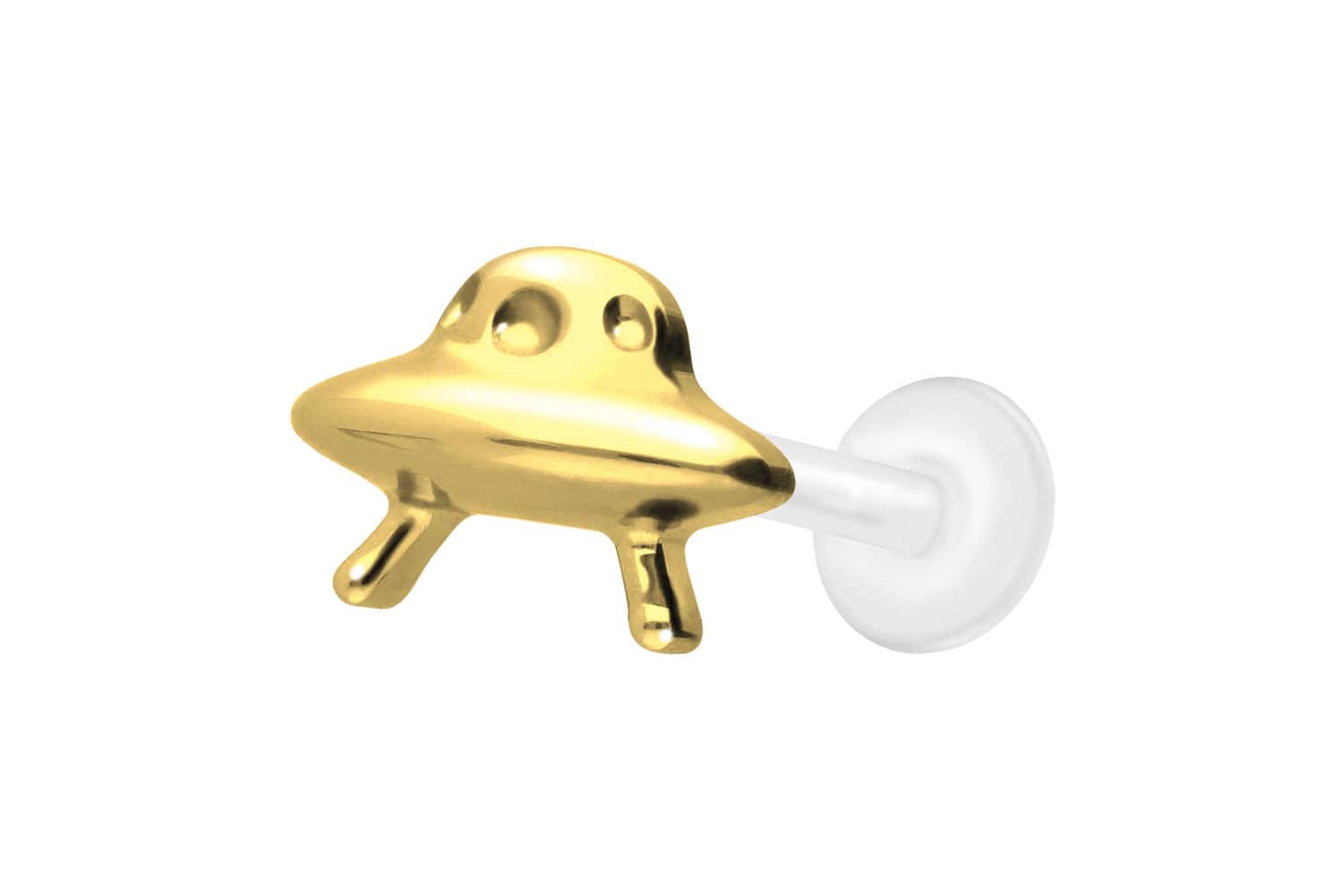 PTFE Labret Piercing mit Innengewinde + Titan-Aufsatz UFO